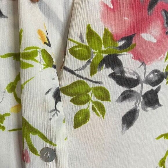 Laura Scott Button Up Blouse Women's 16 Multicolor Floral Print Top Lightweight - Picture 6 of 9